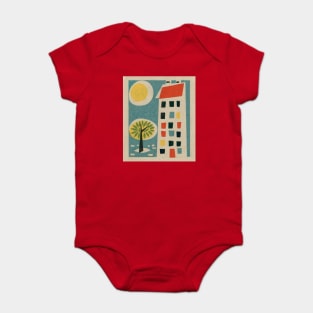 Vintage Mid Century / 60s Minimalist Illustration Baby Bodysuit